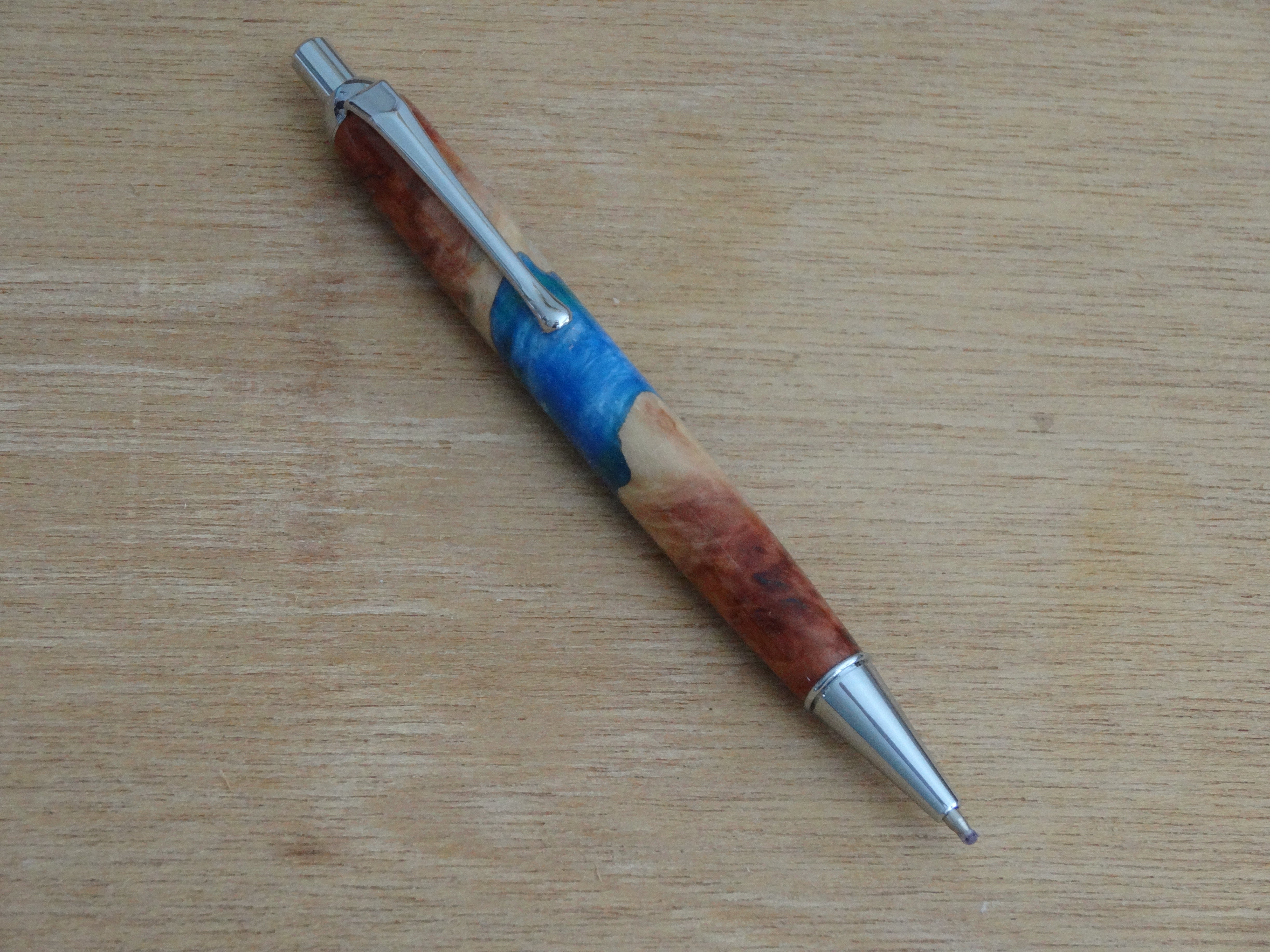 Wood-Resin Blue/Green Swirl Pen
