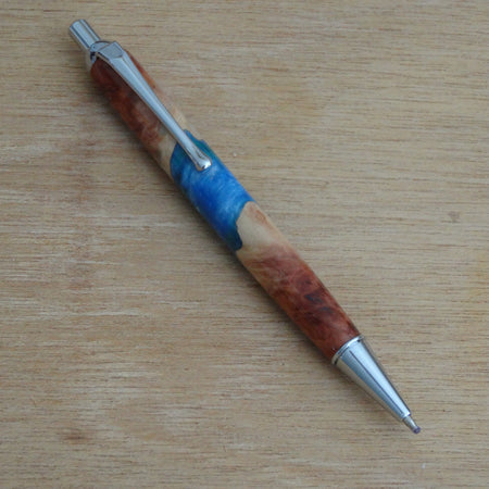 Wood-Resin Blue/Green Swirl Pen