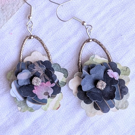 Watercolour & Origami Layered Floral Sustainable Paper Earrings