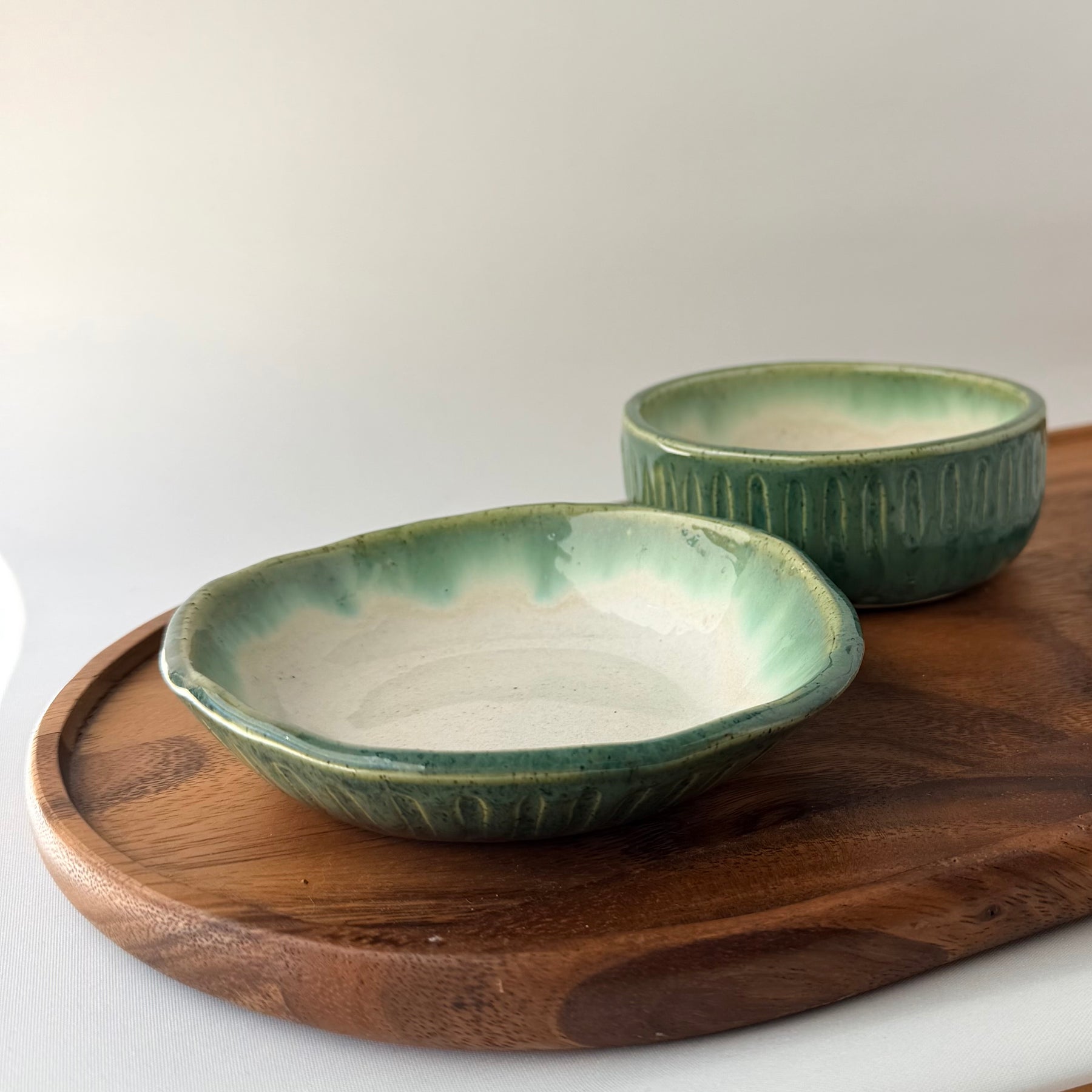 Bowl and dish set | Textured Green