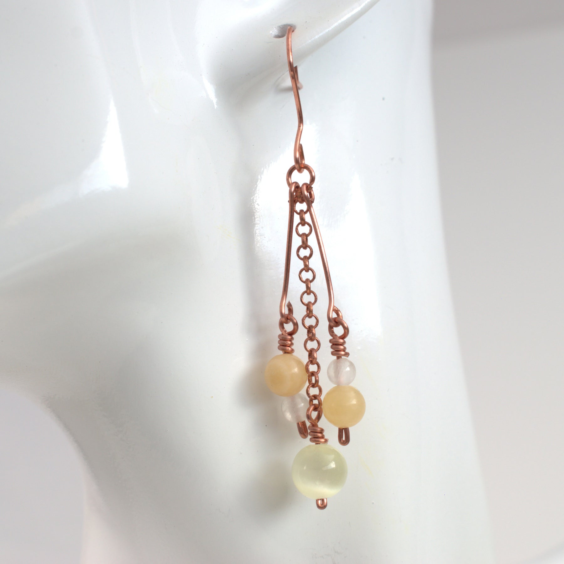 Dewdrop Cluster Earrings – Handmade Copper Earrings with Selenite & Gemstones
