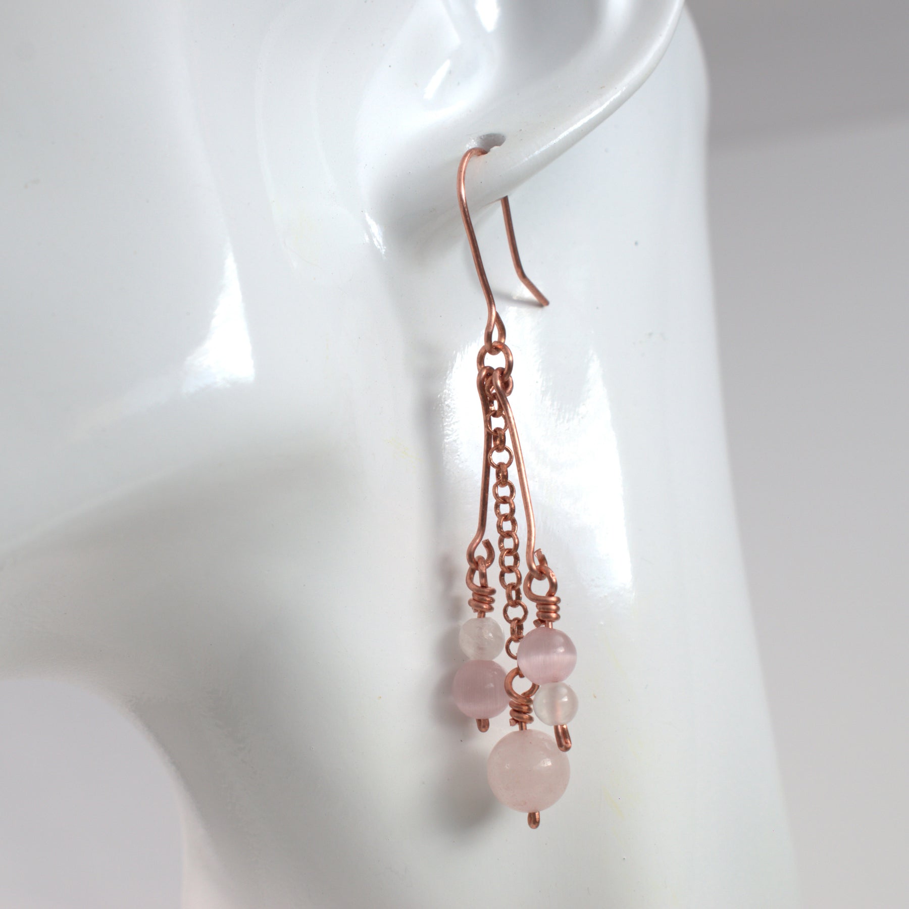 Dewdrop Cluster Earrings – Handmade Copper Earrings with Selenite & Gemstones