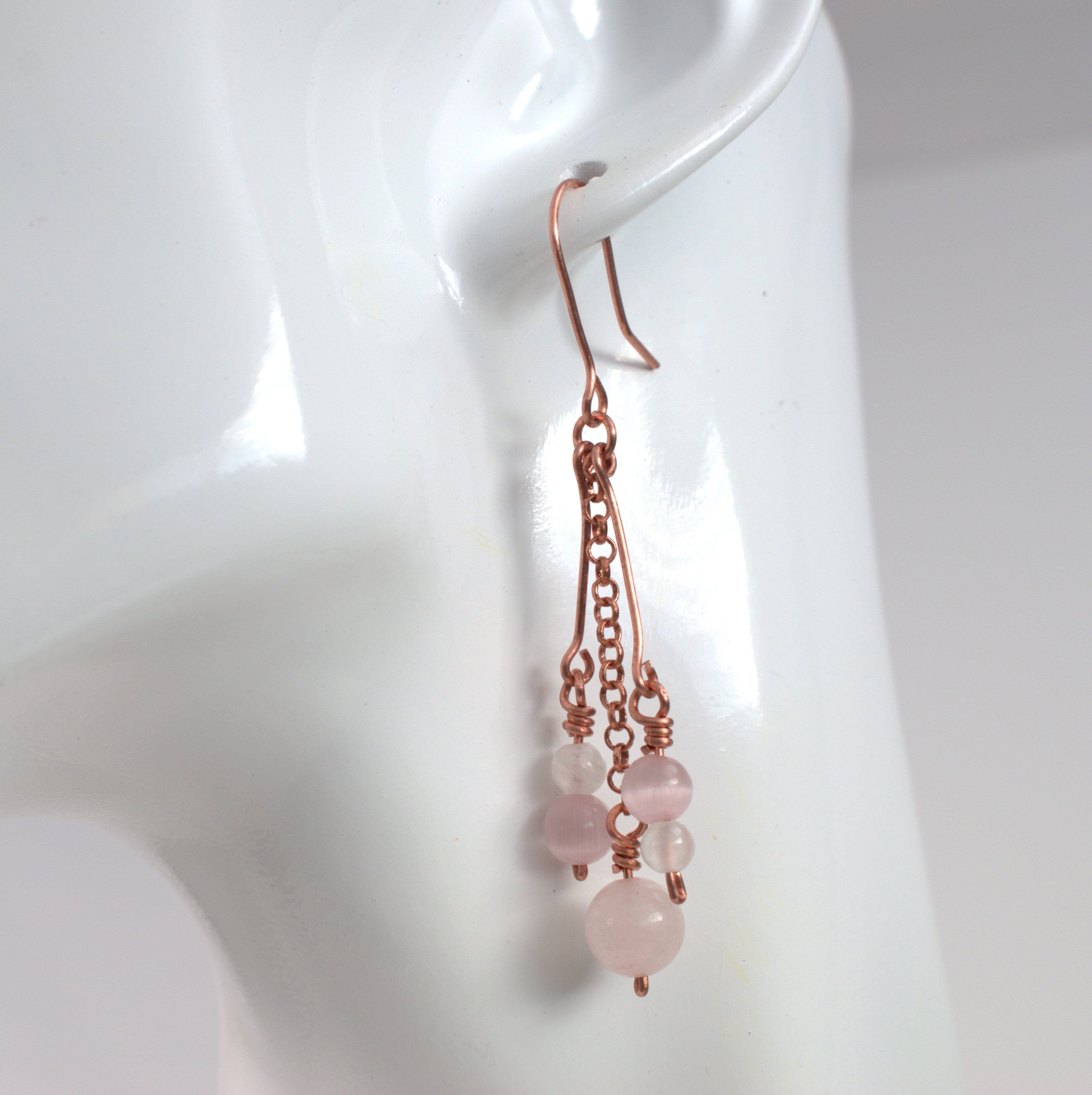 Dewdrop Cluster Earrings – Handmade Copper Earrings with Selenite & Gemstones