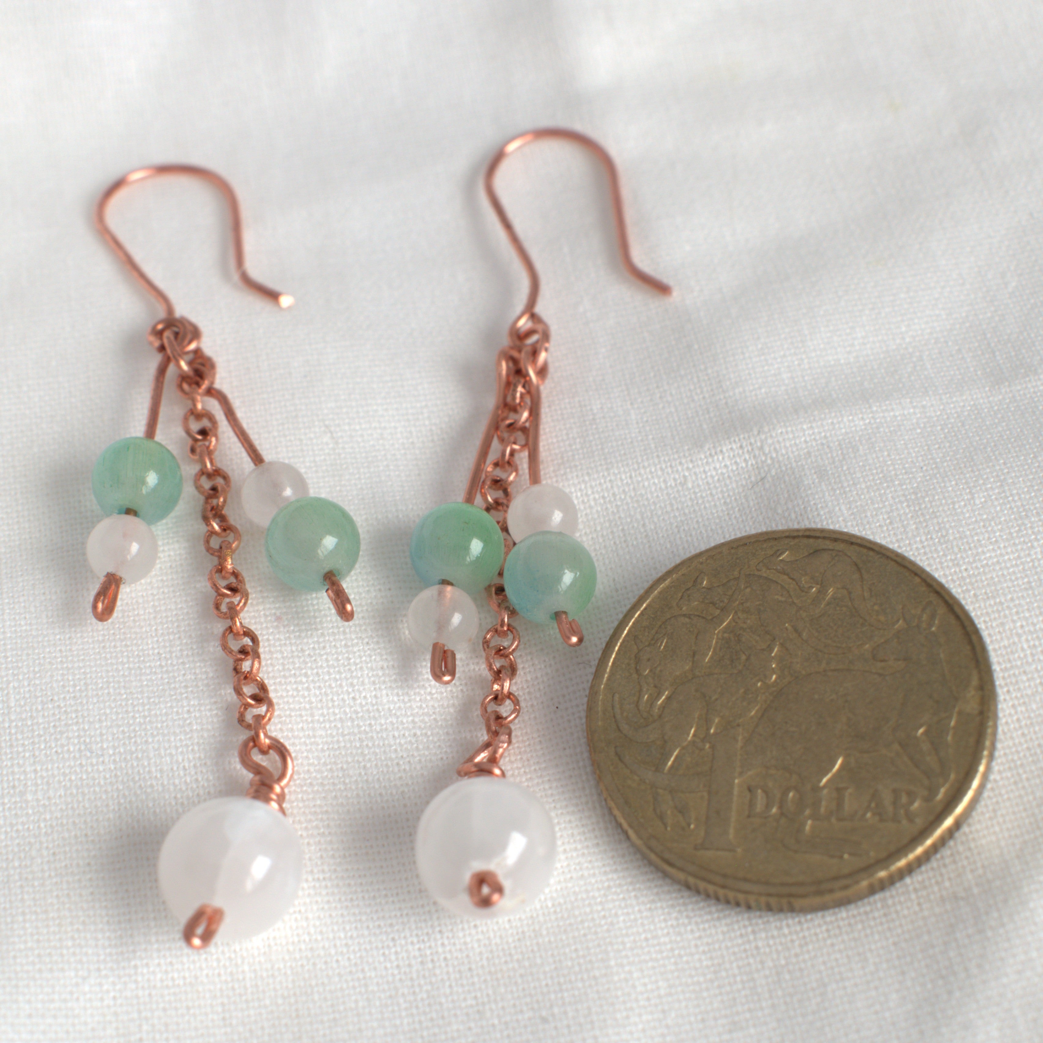 Dewdrop Cluster Earrings – Handmade Copper Earrings with Selenite & Gemstones