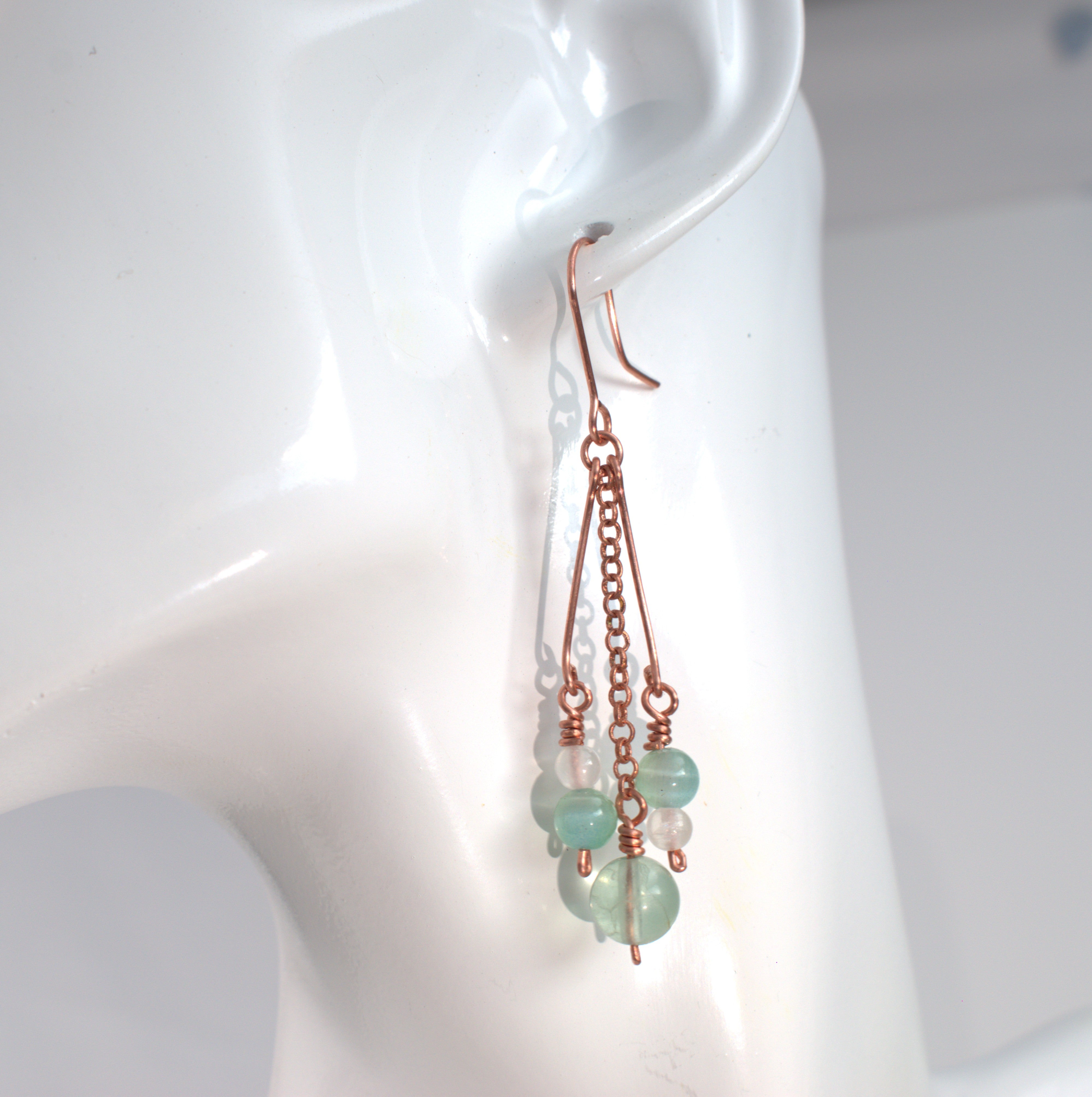 Dewdrop Cluster Earrings – Handmade Copper Earrings with Selenite & Gemstones