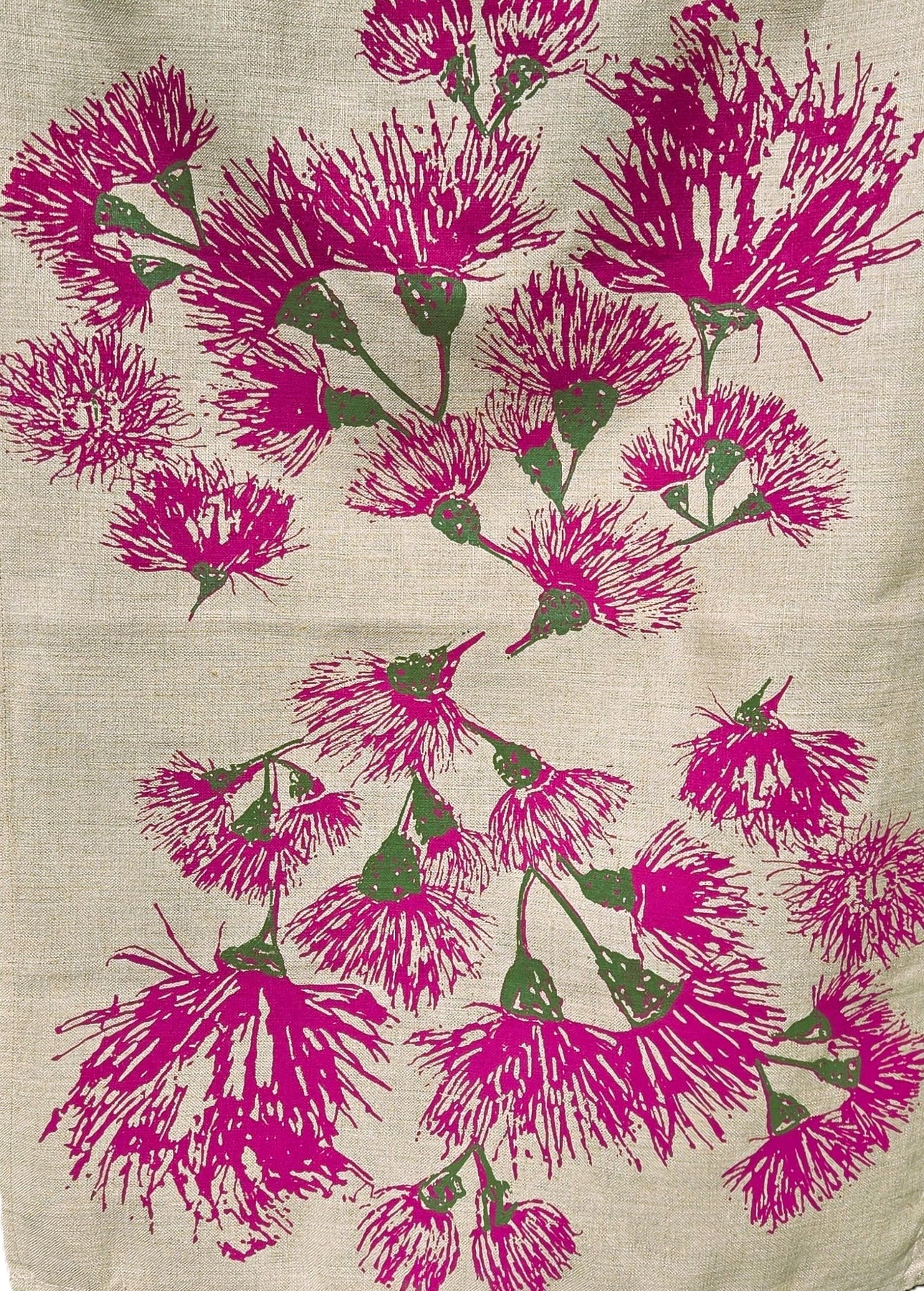 Hand Screen Printed Linen Tea Towels-Eucalypt Blossoms