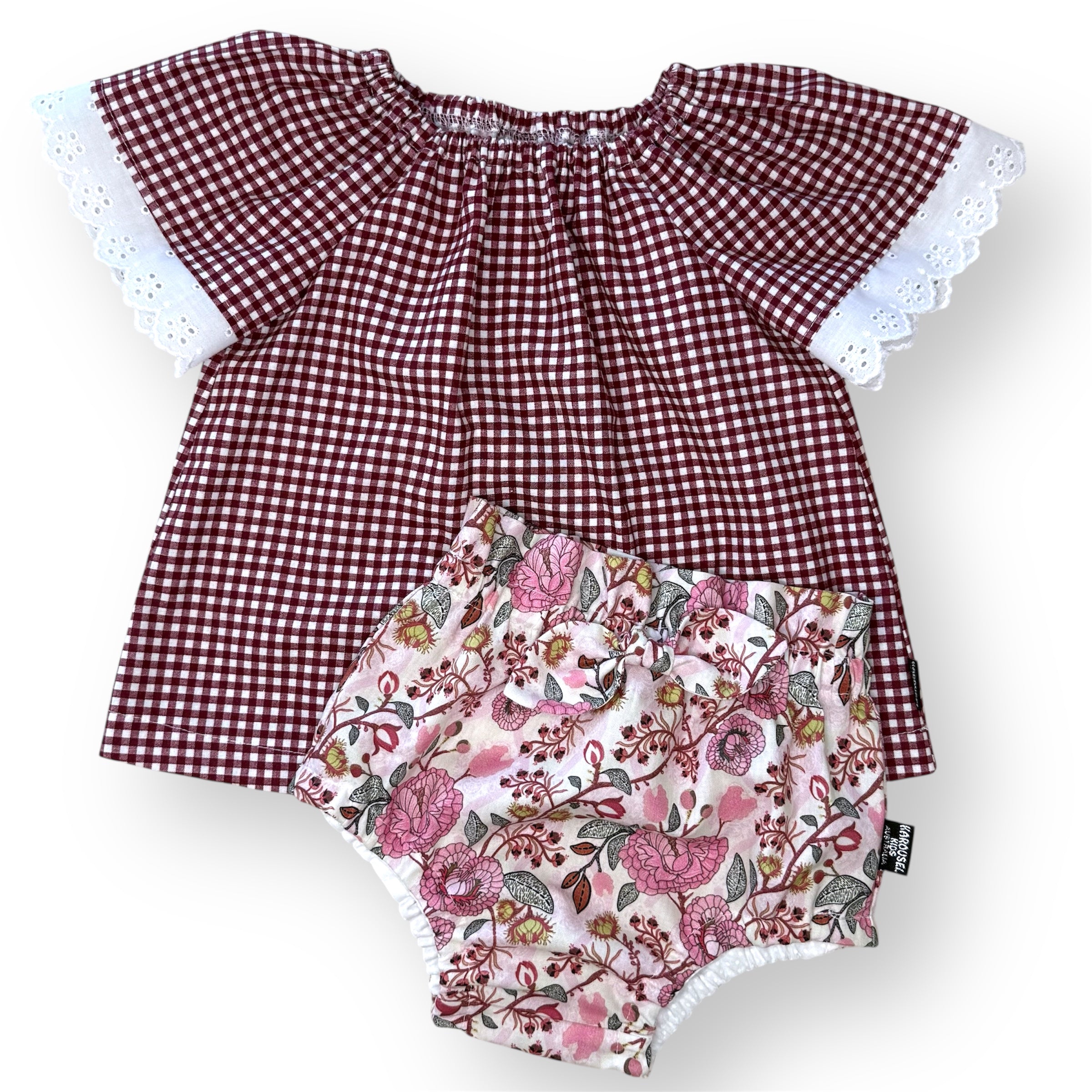SIZE 2 Gingham Blouse and Floral High Waisted Panties SET