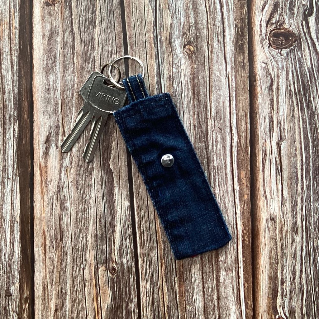 Upcycled Denim Key Fob - Red Tag