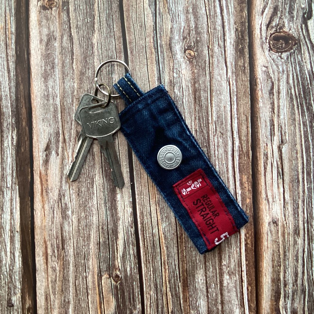 Upcycled Denim Key Fob - Red Tag