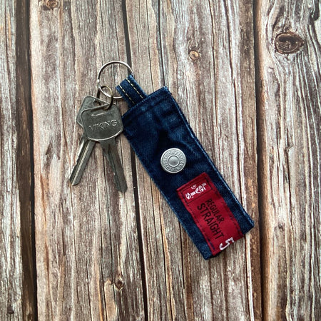 Upcycled Denim Key Fob - Red Tag