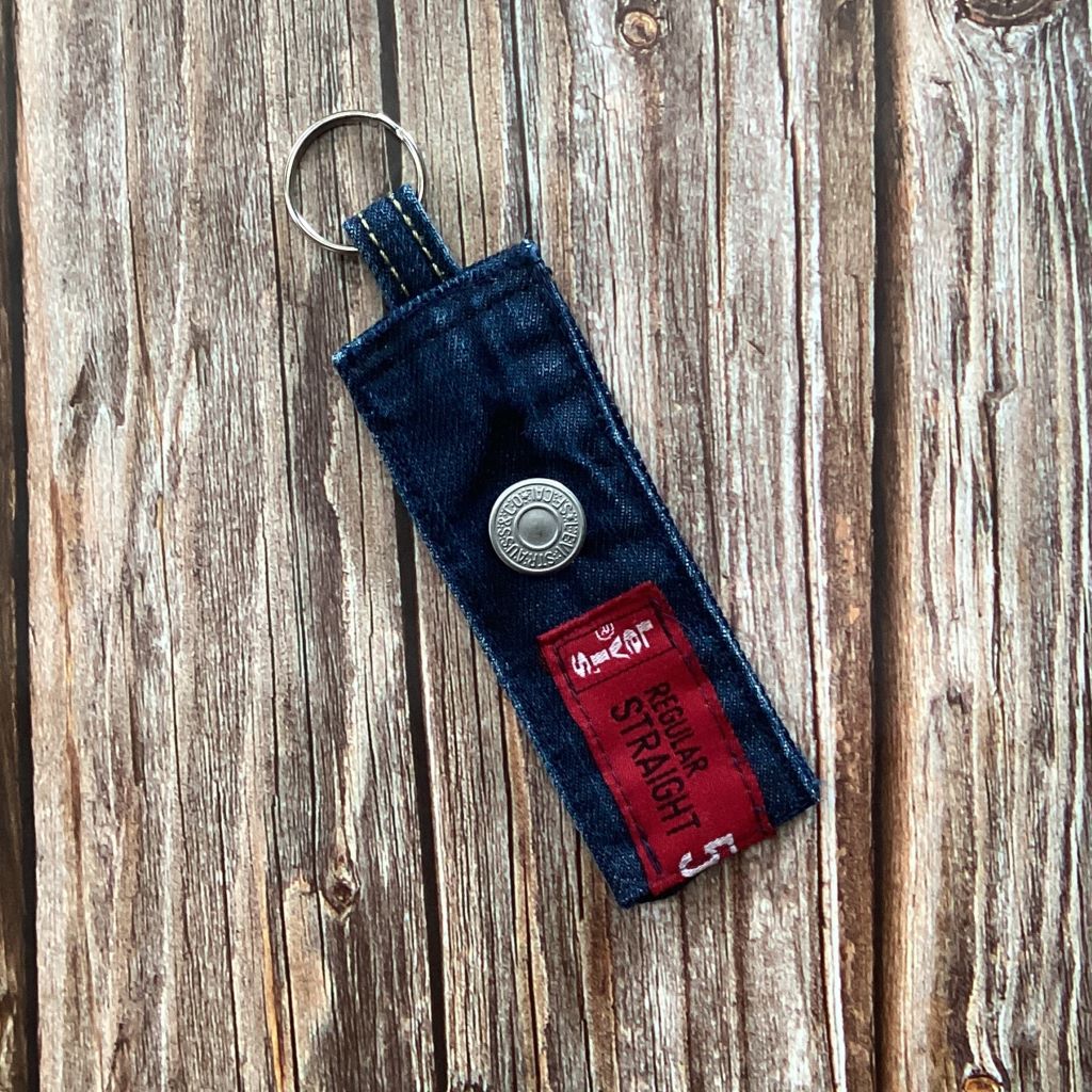 Upcycled Denim Key Fob - Red Tag