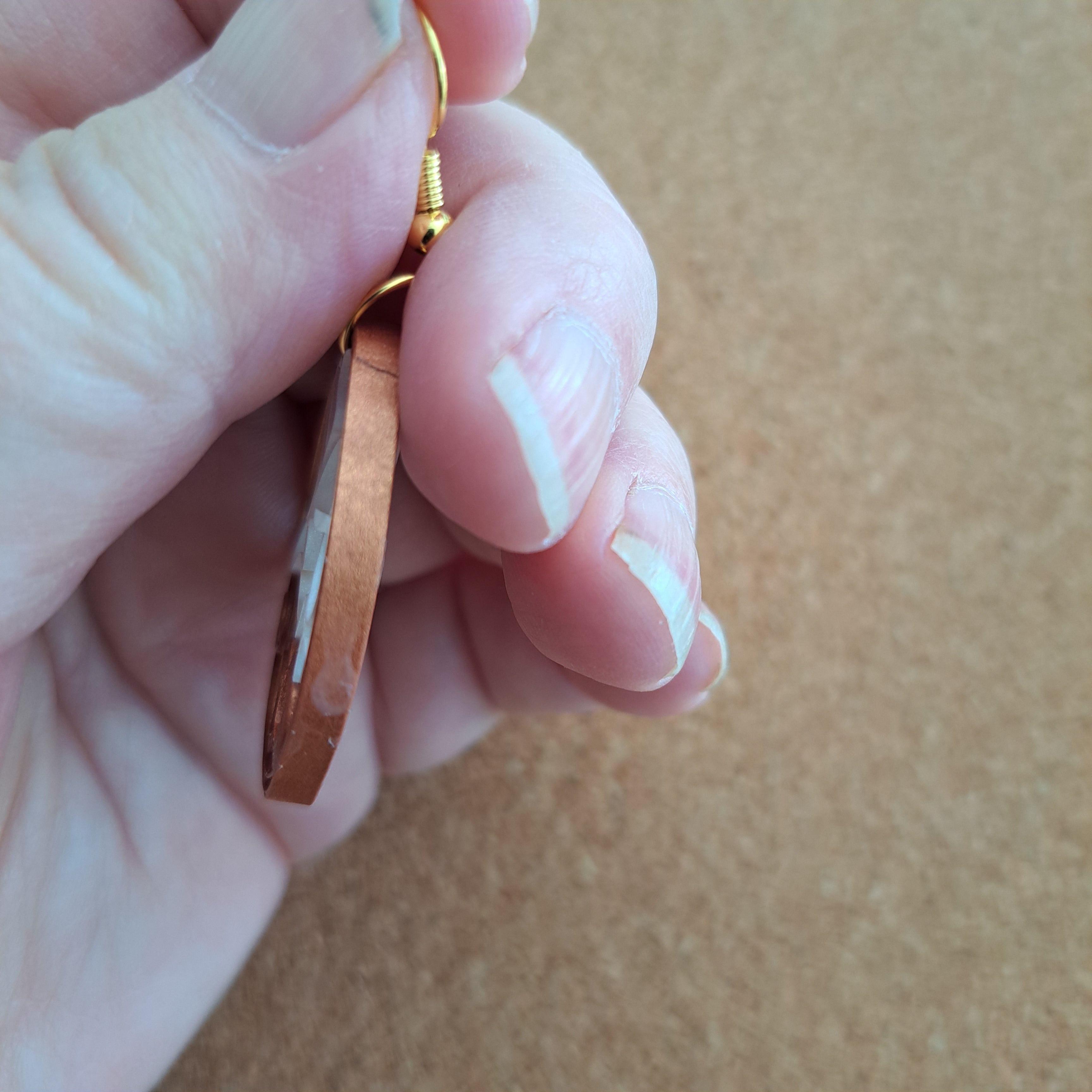 Paper earrings  honey gold