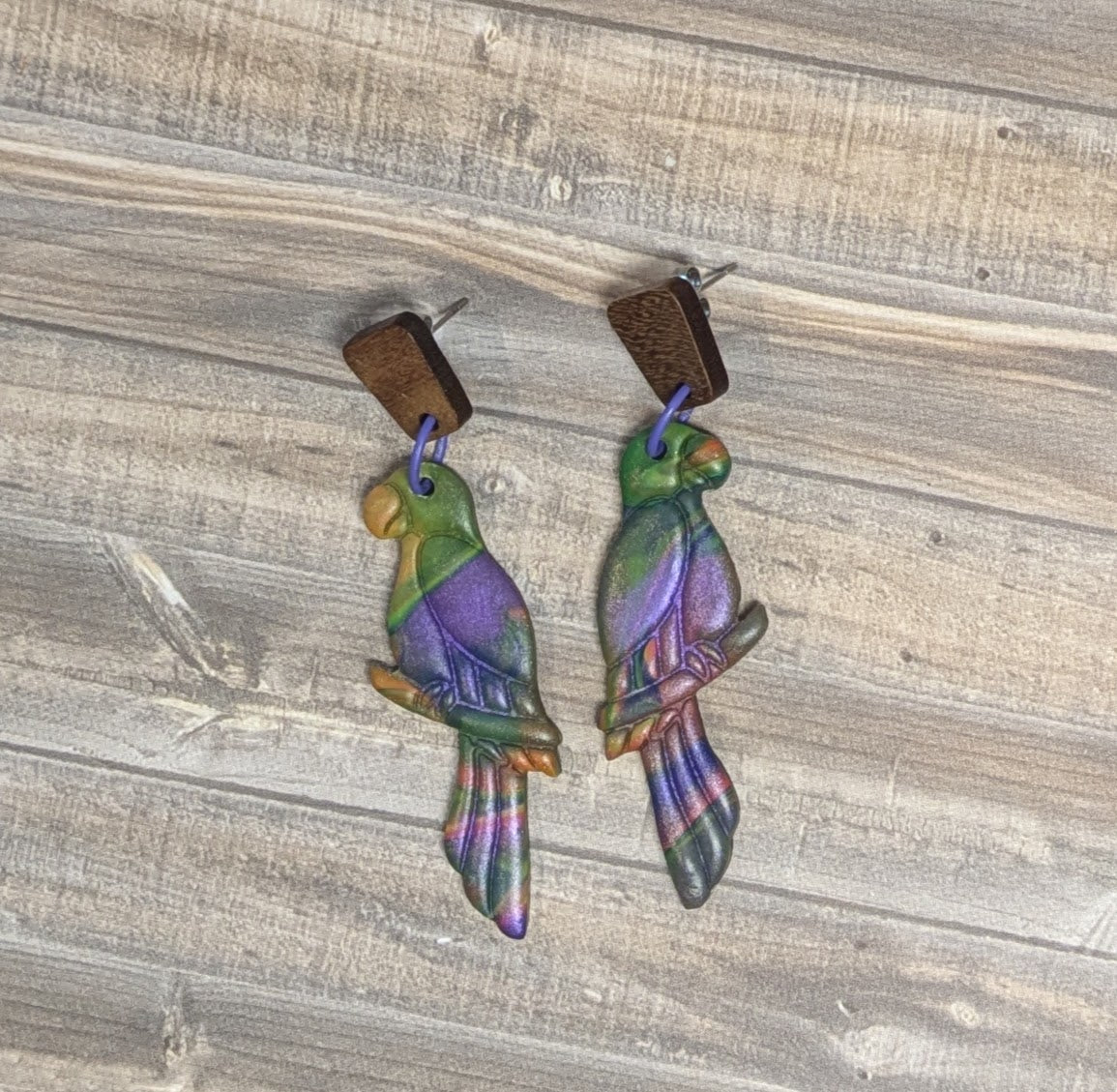 Purple Parrot earrings