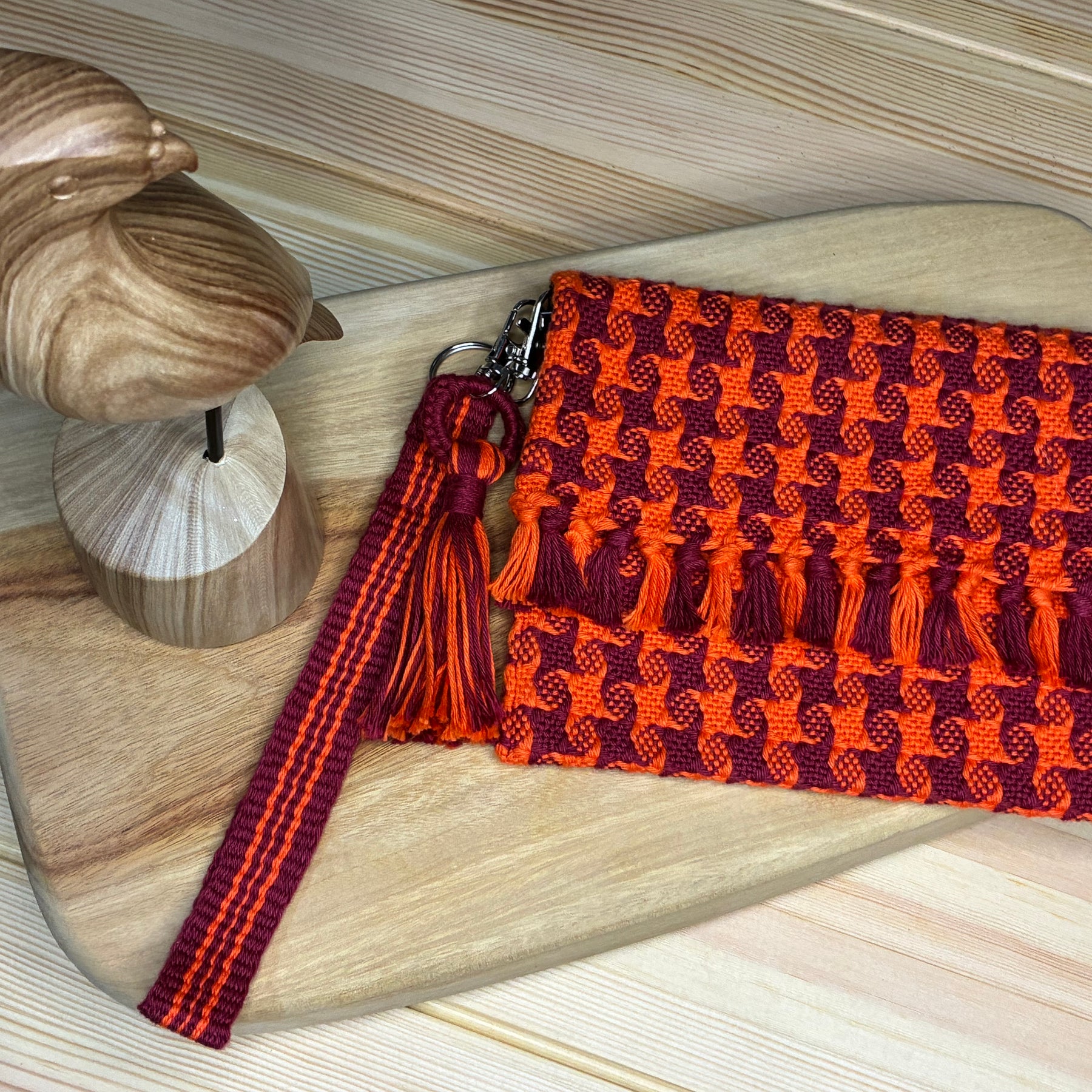 Handwoven Star Twill Fold-Over Clutch Purse