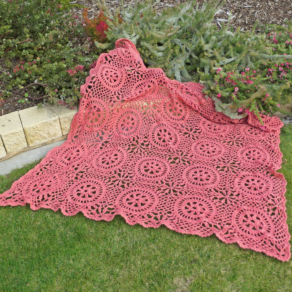 Crocheted throw rug/blanket.  Wool & angora.  Handmade.  One only