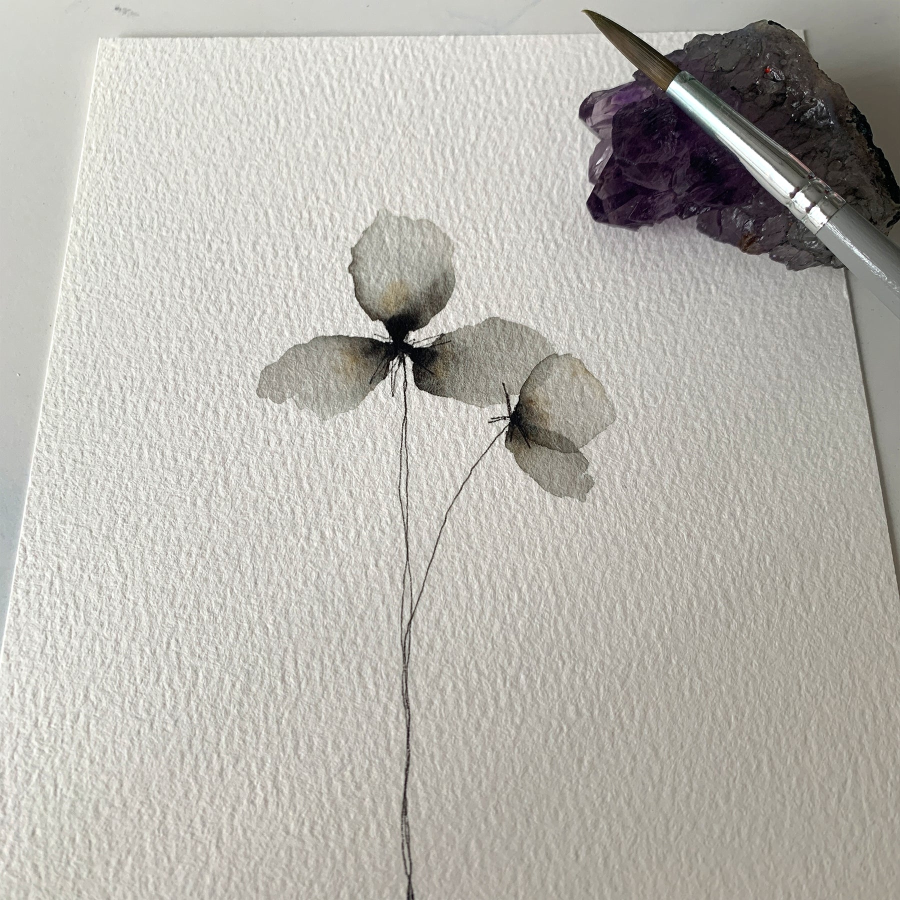 Neutral Floral Original Hand-painted Watercolour Artwork