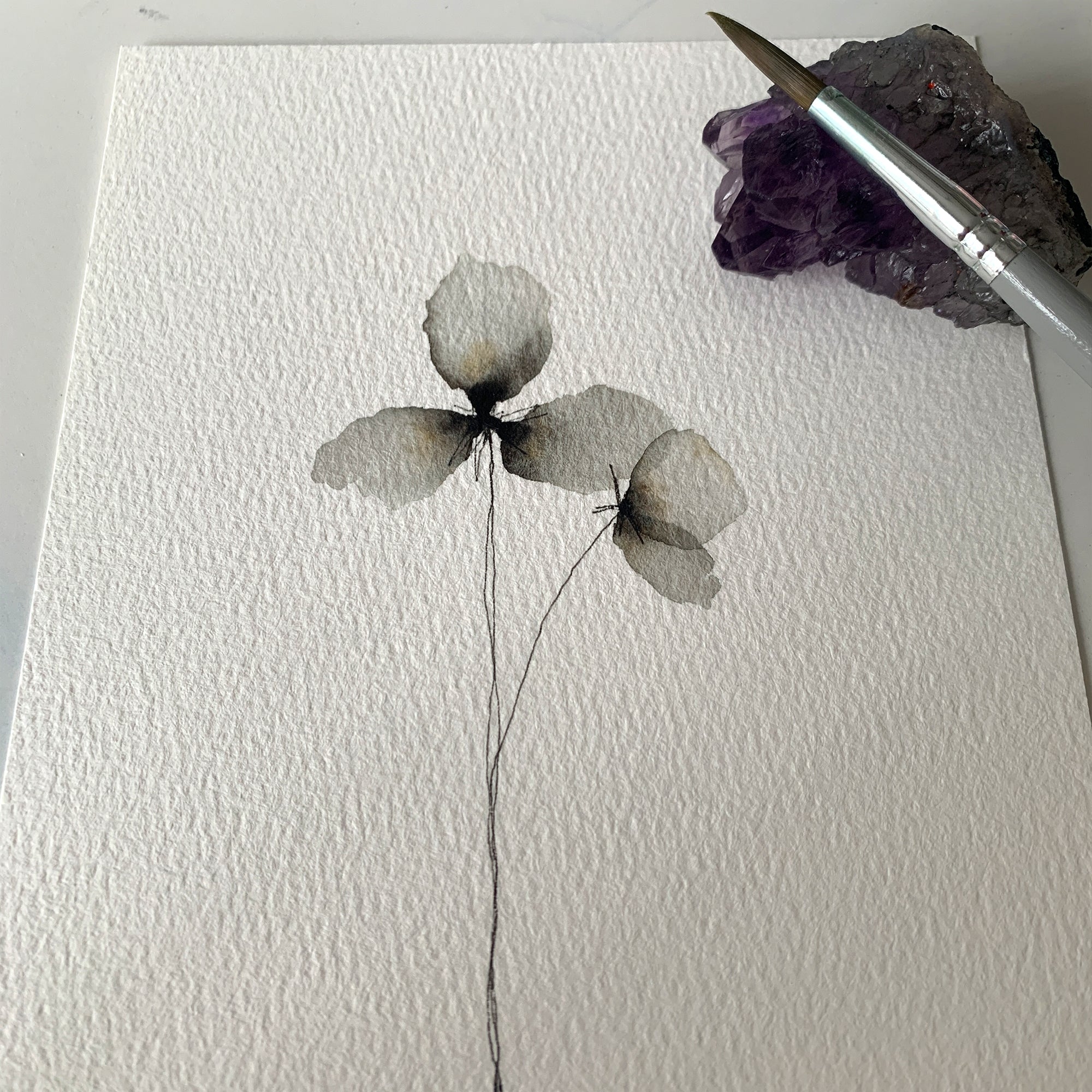 Neutral Floral Original Hand-painted Watercolour Artwork
