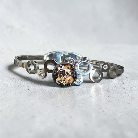 Steampunk Ladies watch parts hinged bangle