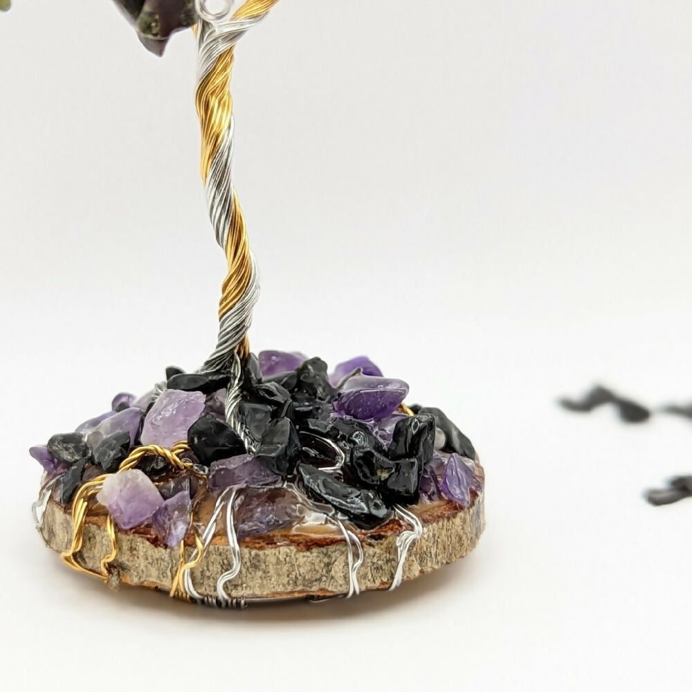 Gemstone tree ~ clarity ~ amethyst & dragons blood jasper & black tourmaline gemstones