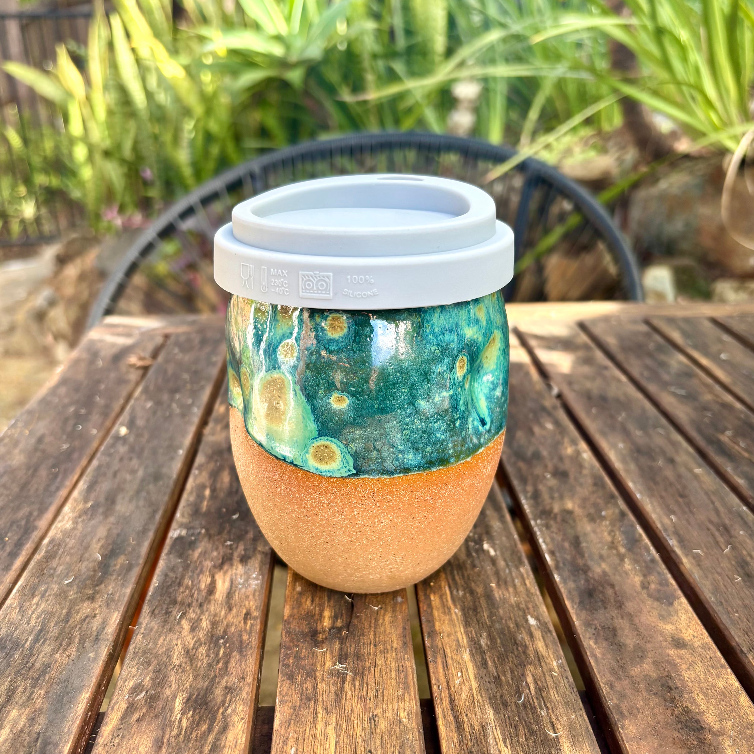 Travel Cup: Jellyfish Bloom (Blue) | Wheel Thrown Ceramic Cup