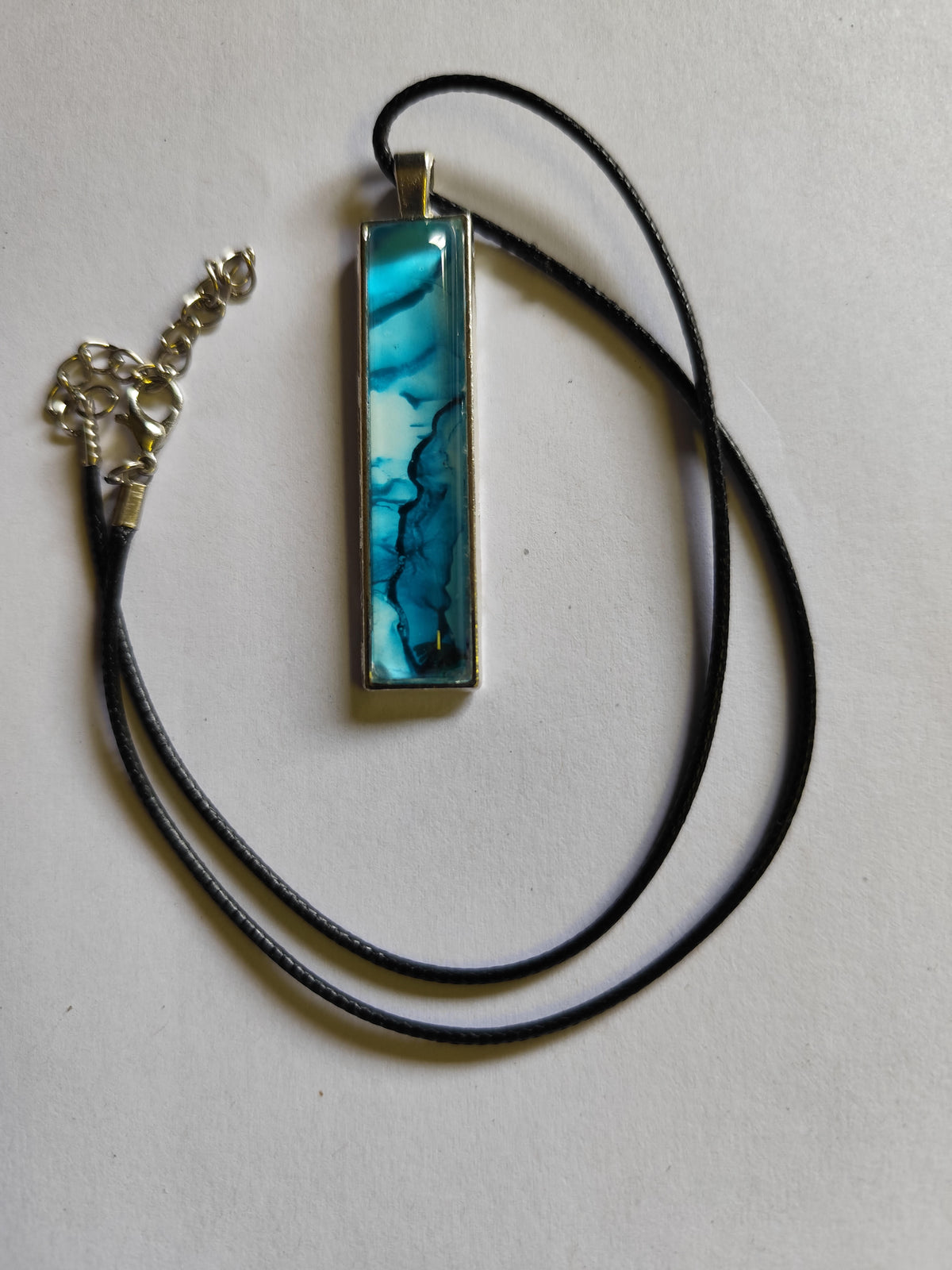 Teal Alcohol Ink Pendant Necklace – Wearable Art