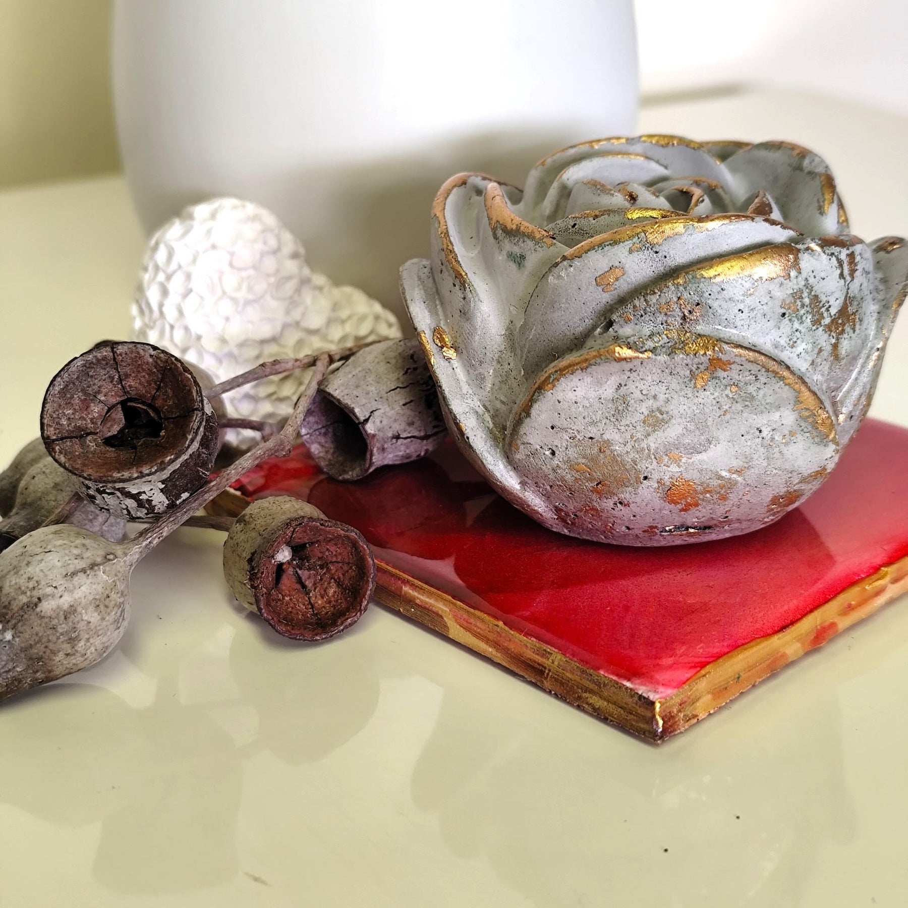 Handmade Boho Aroma Stone & Art Coaster Set