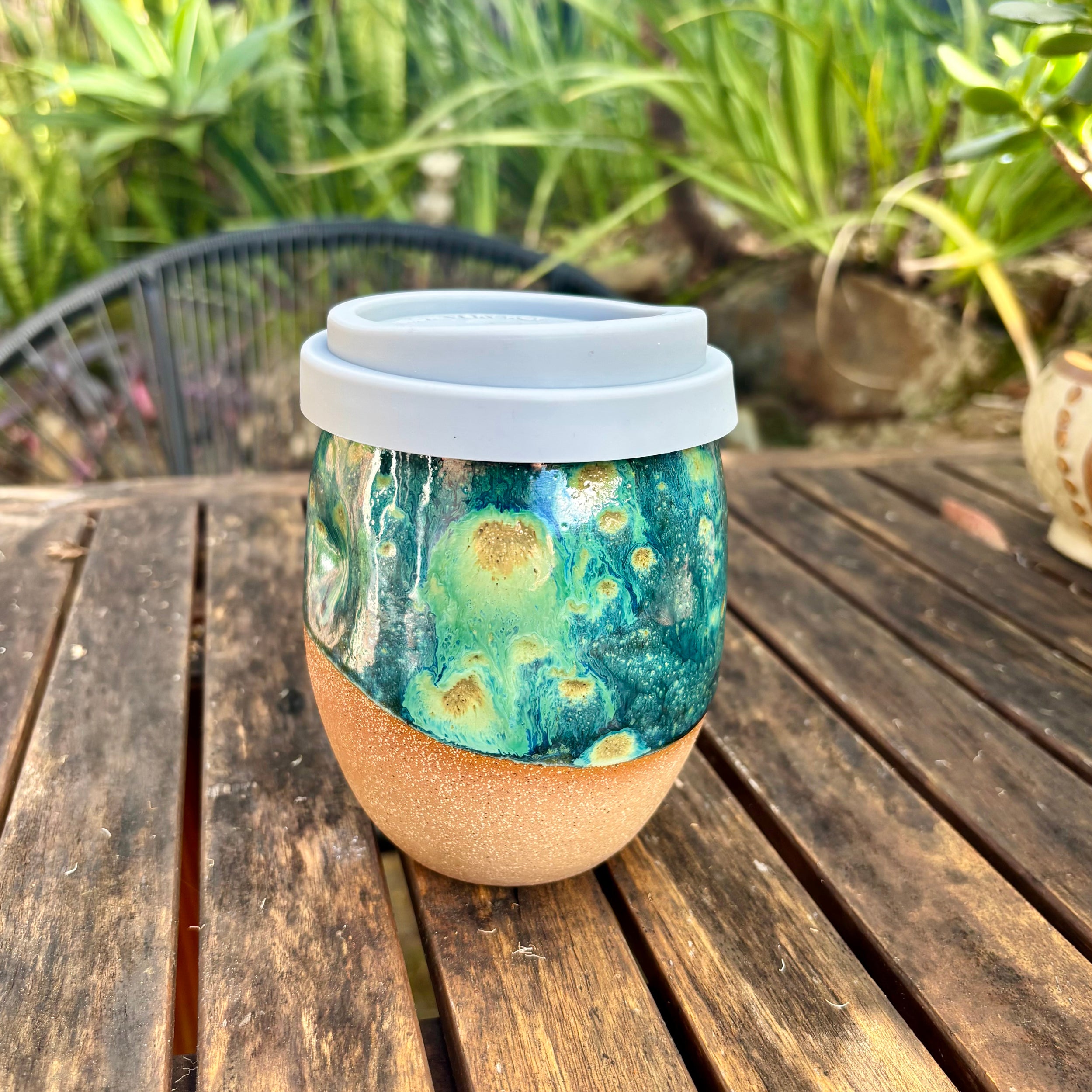 Travel Cup: Jellyfish Bloom (Blue) | Wheel Thrown Ceramic Cup