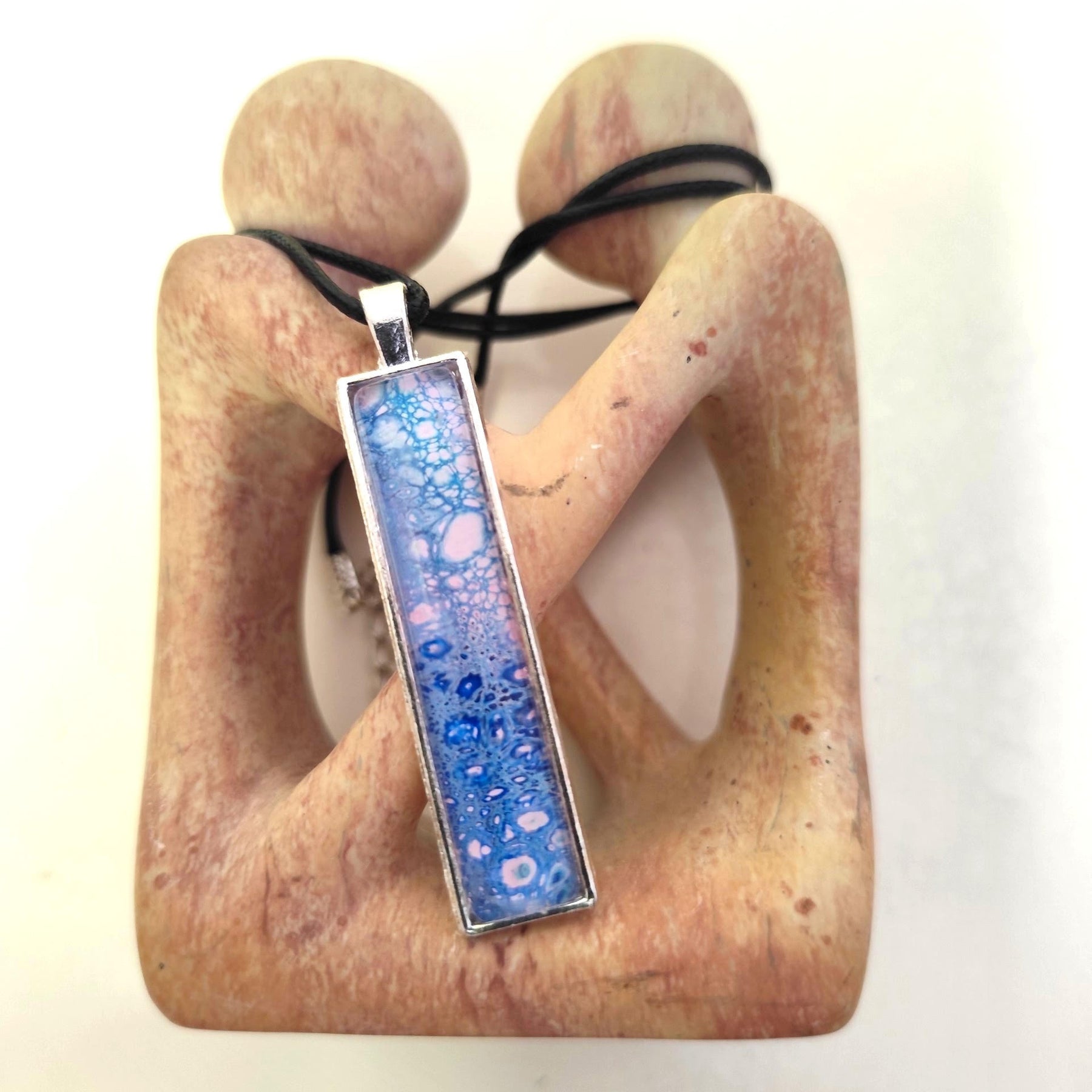 Blue Hand Painted Pendant Necklace