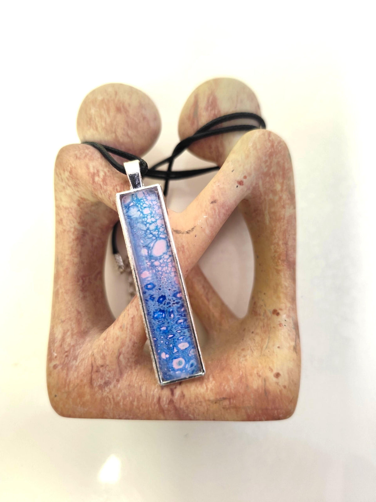 Blue Hand Painted Pendant Necklace
