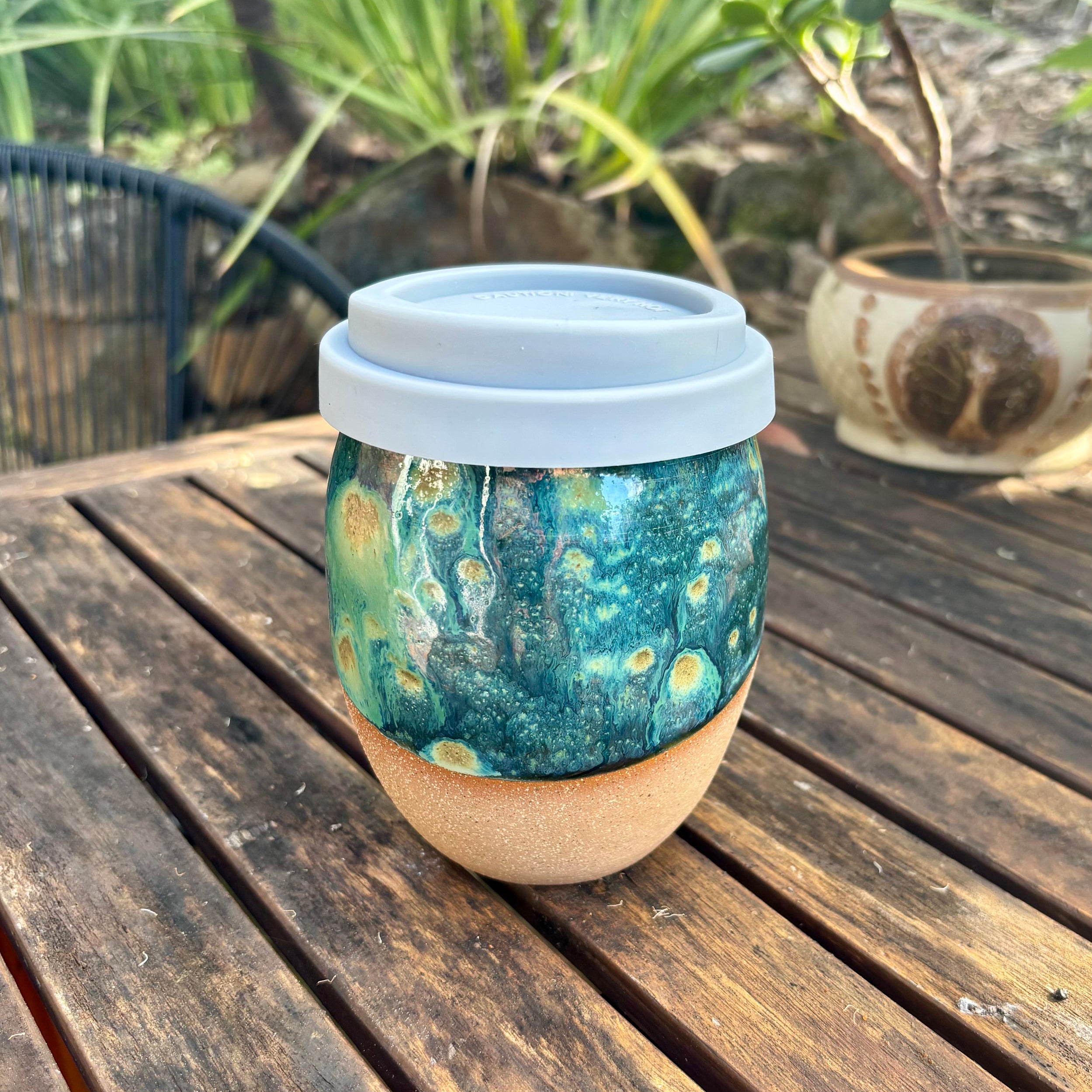 Travel Cup: Jellyfish Bloom (Blue) | Wheel Thrown Ceramic Cup