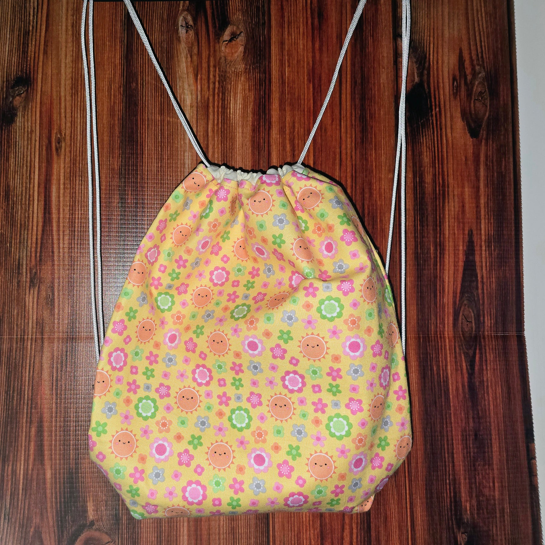 Handmade | Sunshine flowers | Drawstring | Library Bag |