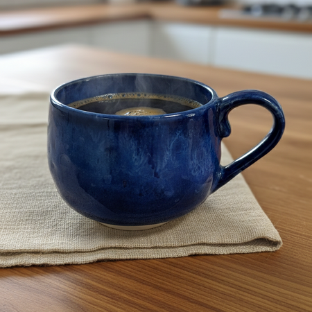 Hand-Thrown Cobalt Blue Ceramic Mug