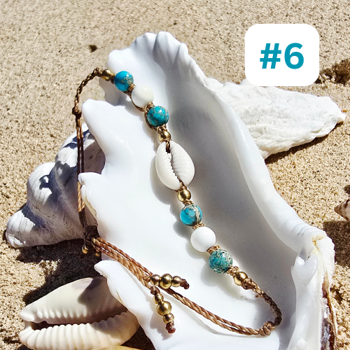Cowrie Shell and Gemstone Macrame Bracelet