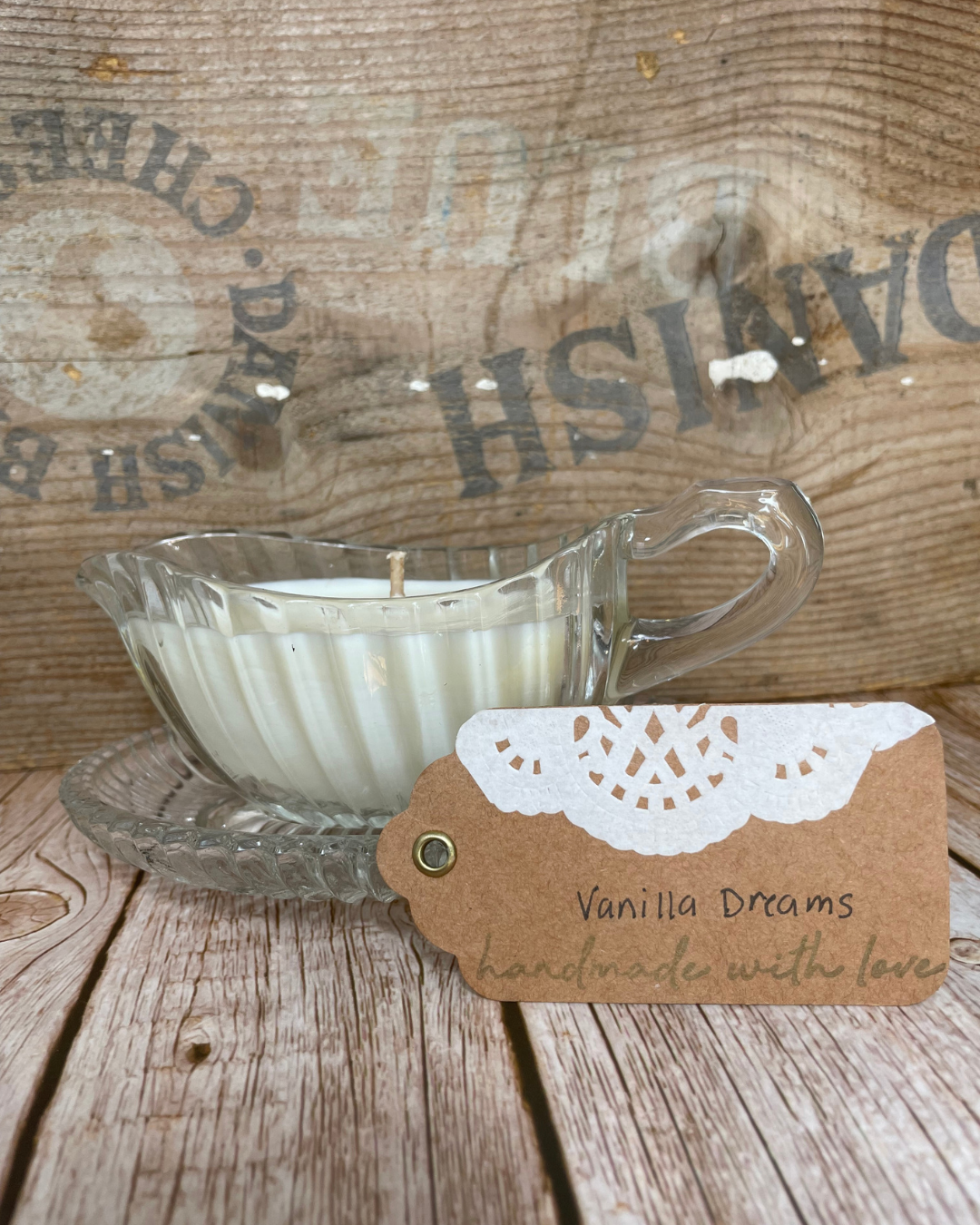 Vanilla dreams I Natural Soy Candle I Vintage Glass Gravy Boat
