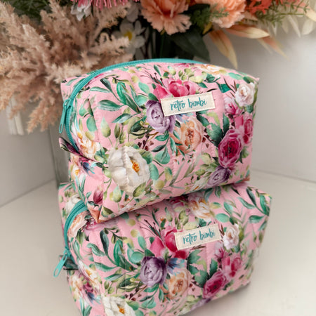 Floral Boxy Zipper Pouch - Pink Floral