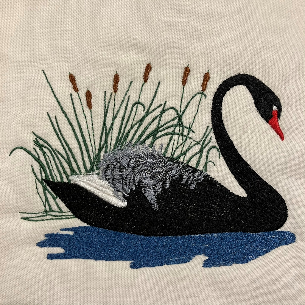 handmade Australian native quilted - black swan