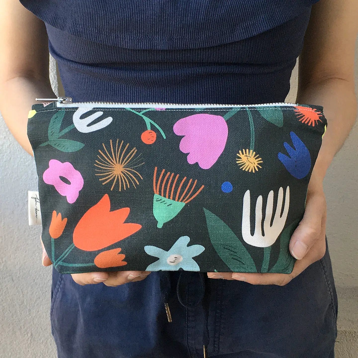 Handmade Make-up, Travel, Fabric Zip Purse - Floral Pop