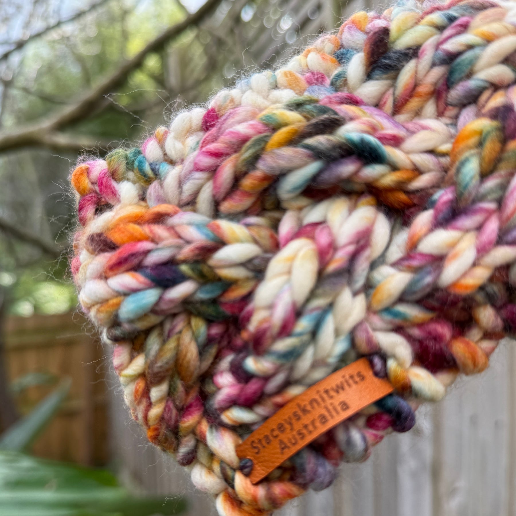 Hand Knitted Headband, Merino Wool Stretchy Ladies Rainbow Headband