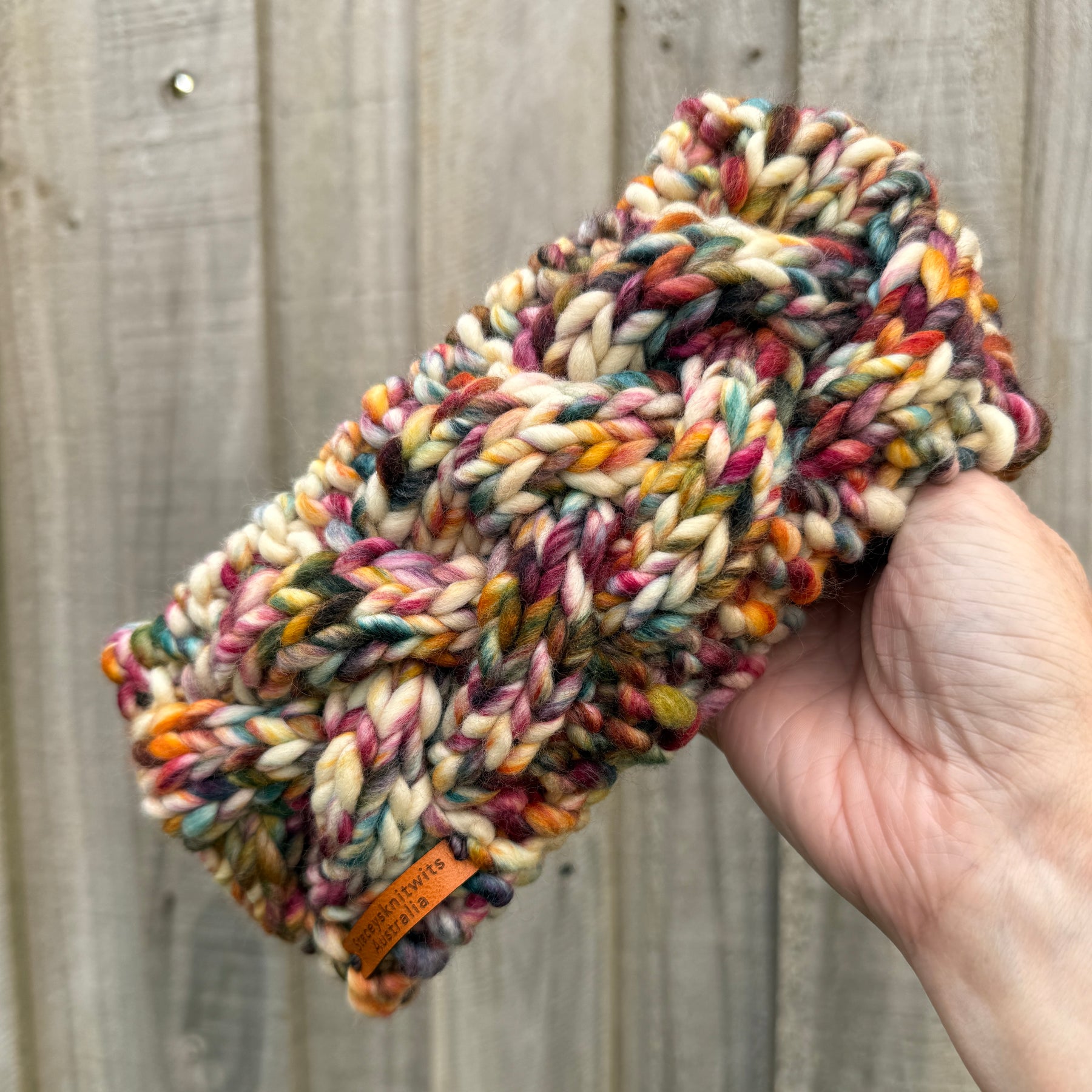 Hand Knitted Headband, Merino Wool Stretchy Ladies Rainbow Headband