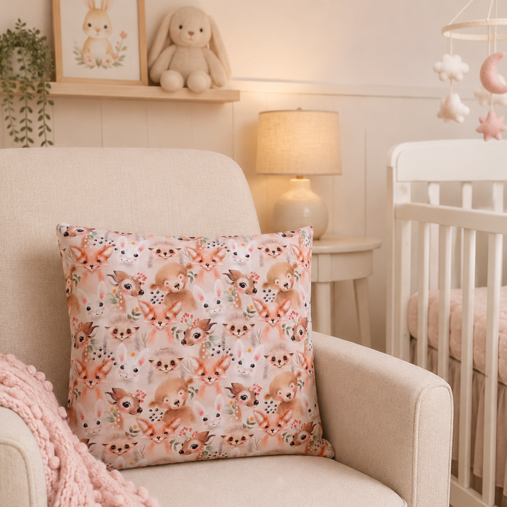 Child's Cushion Covers- Woodland Animal Print Design-Nursery Decor 45x45cm