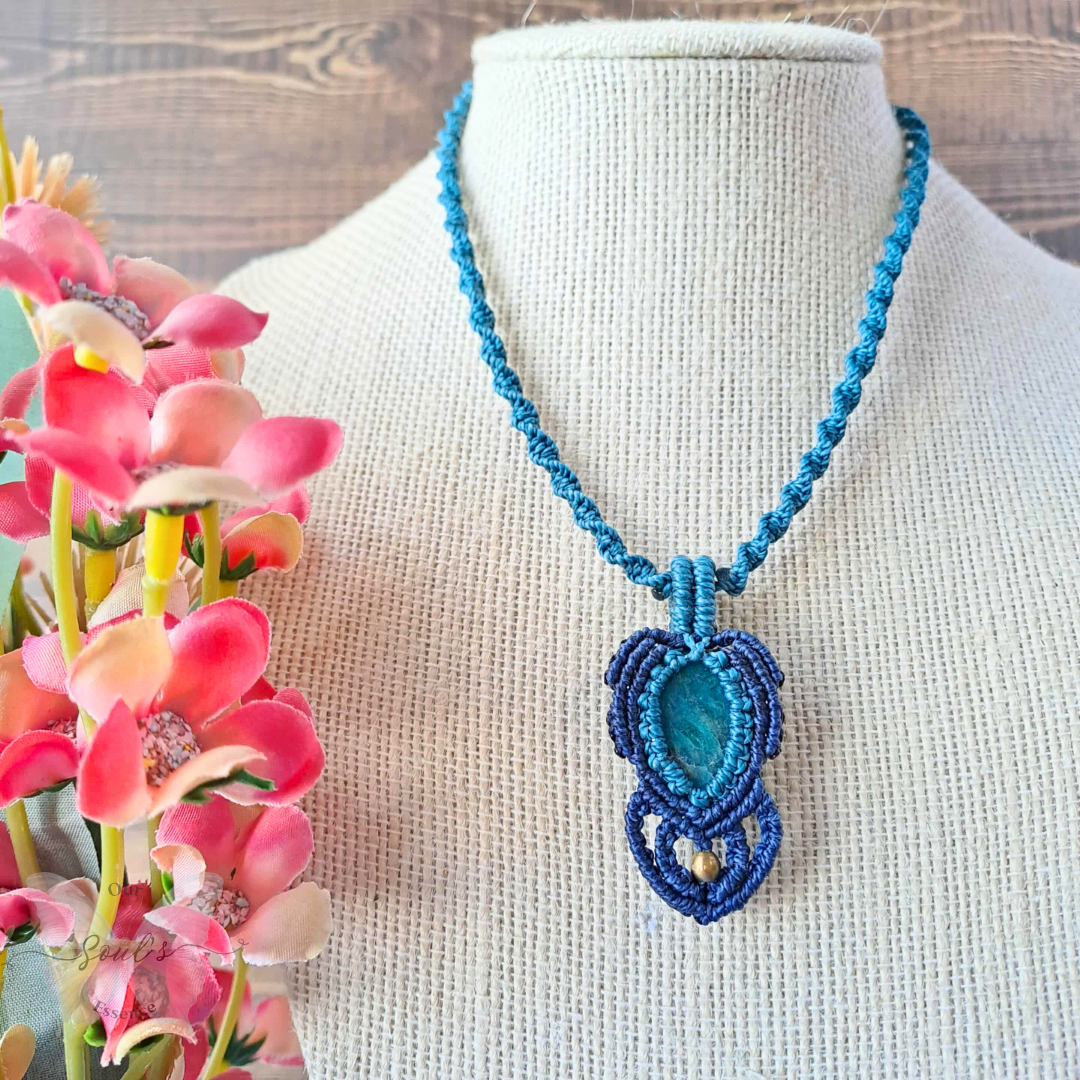 Blue Apatite Micromacrame Necklace