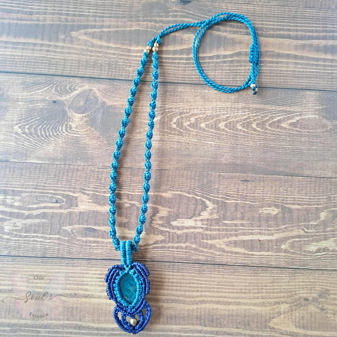 Blue Apatite Micromacrame Necklace