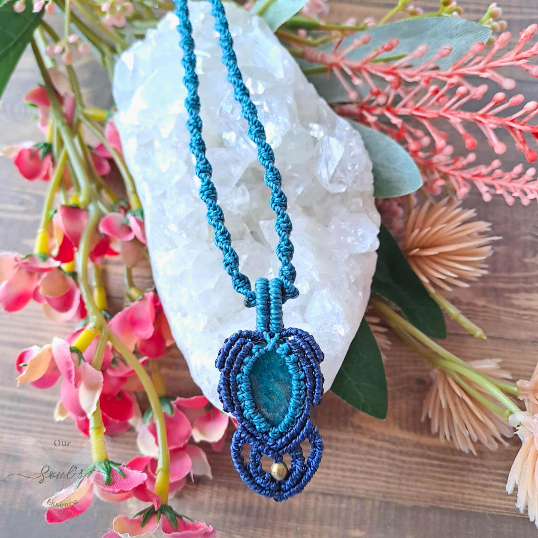 Blue Apatite Micromacrame Necklace