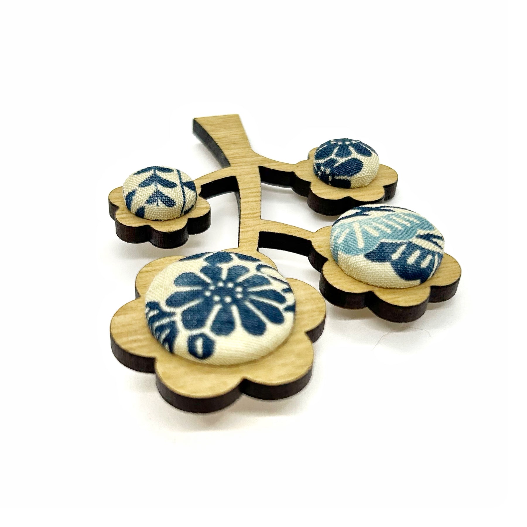 Kimono Tree Brooch - Cool Blues