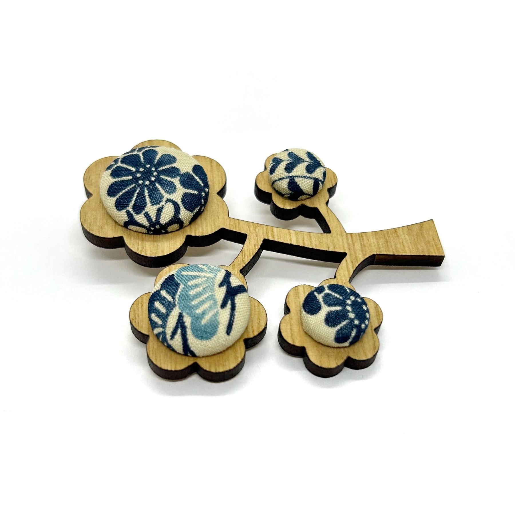 Kimono Tree Brooch - Cool Blues