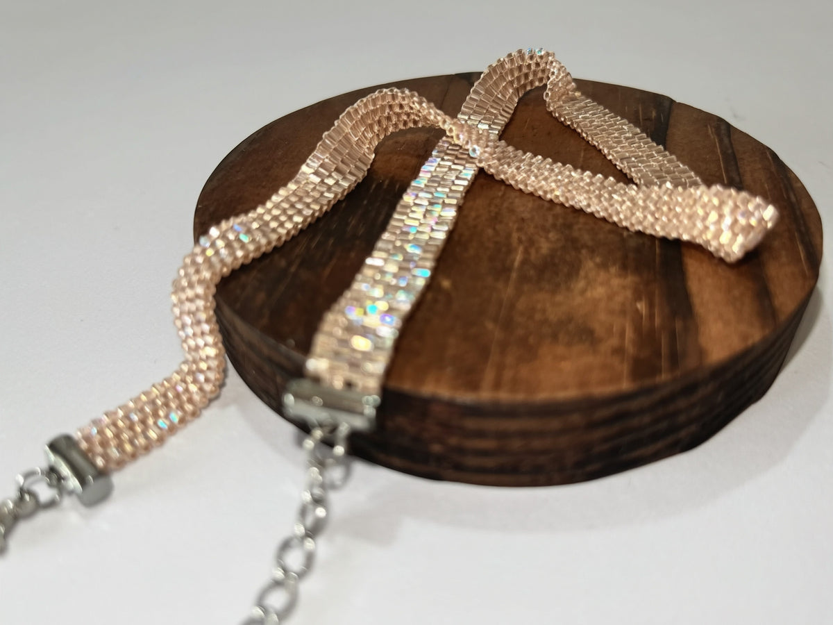 SHINE BRIGHT Necklace | beaded choker | nude beige color