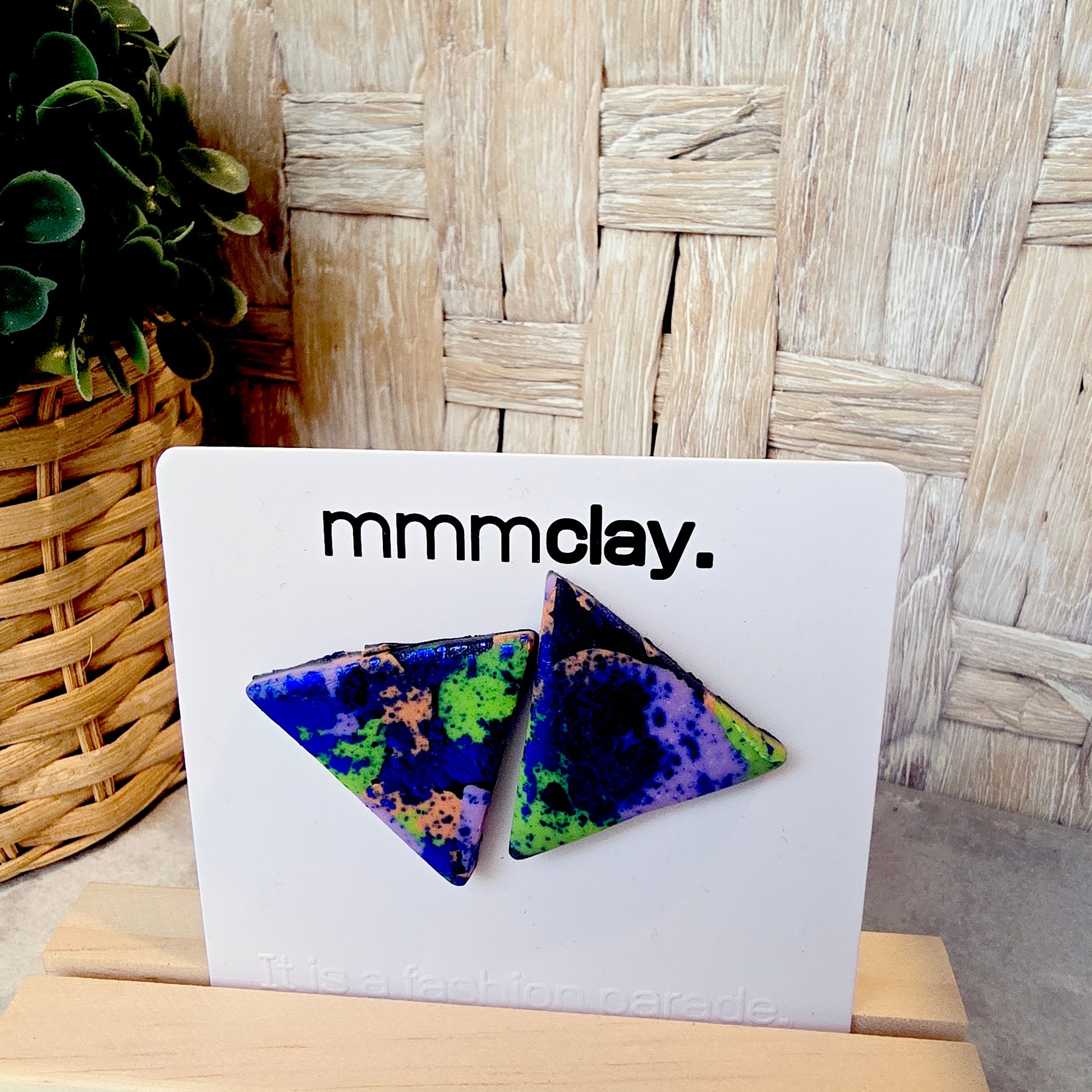 Triangle Terrazzo Polymer Clay Studs