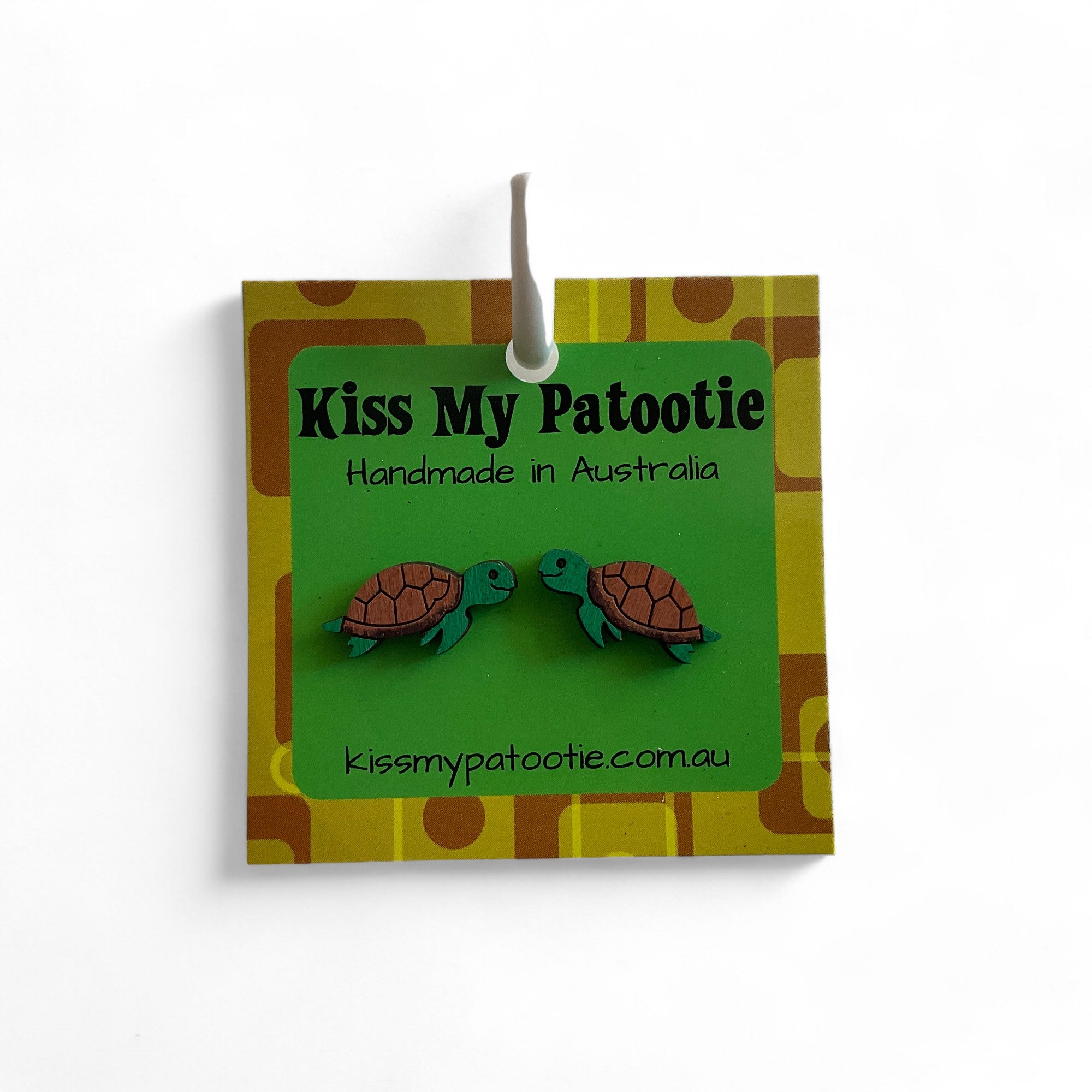 Australian animal studs - Turtle - hand painted, wooden