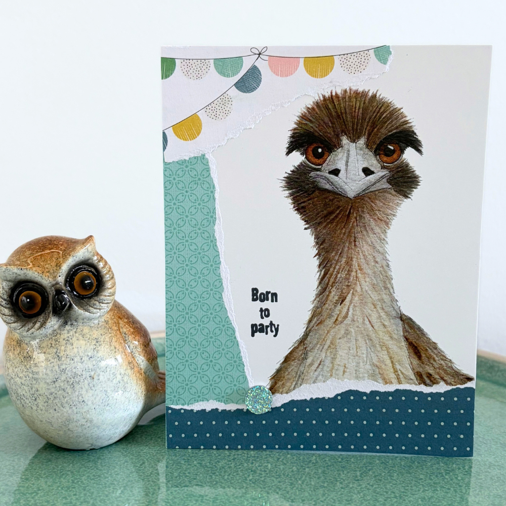 Emu "Born to party" card