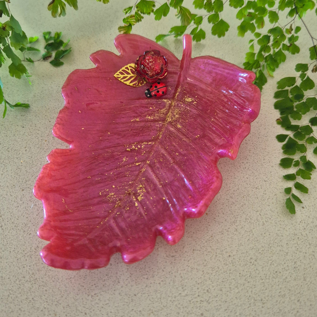 Botanical Leaf Resin Trinket Dish and Jewellery Tray